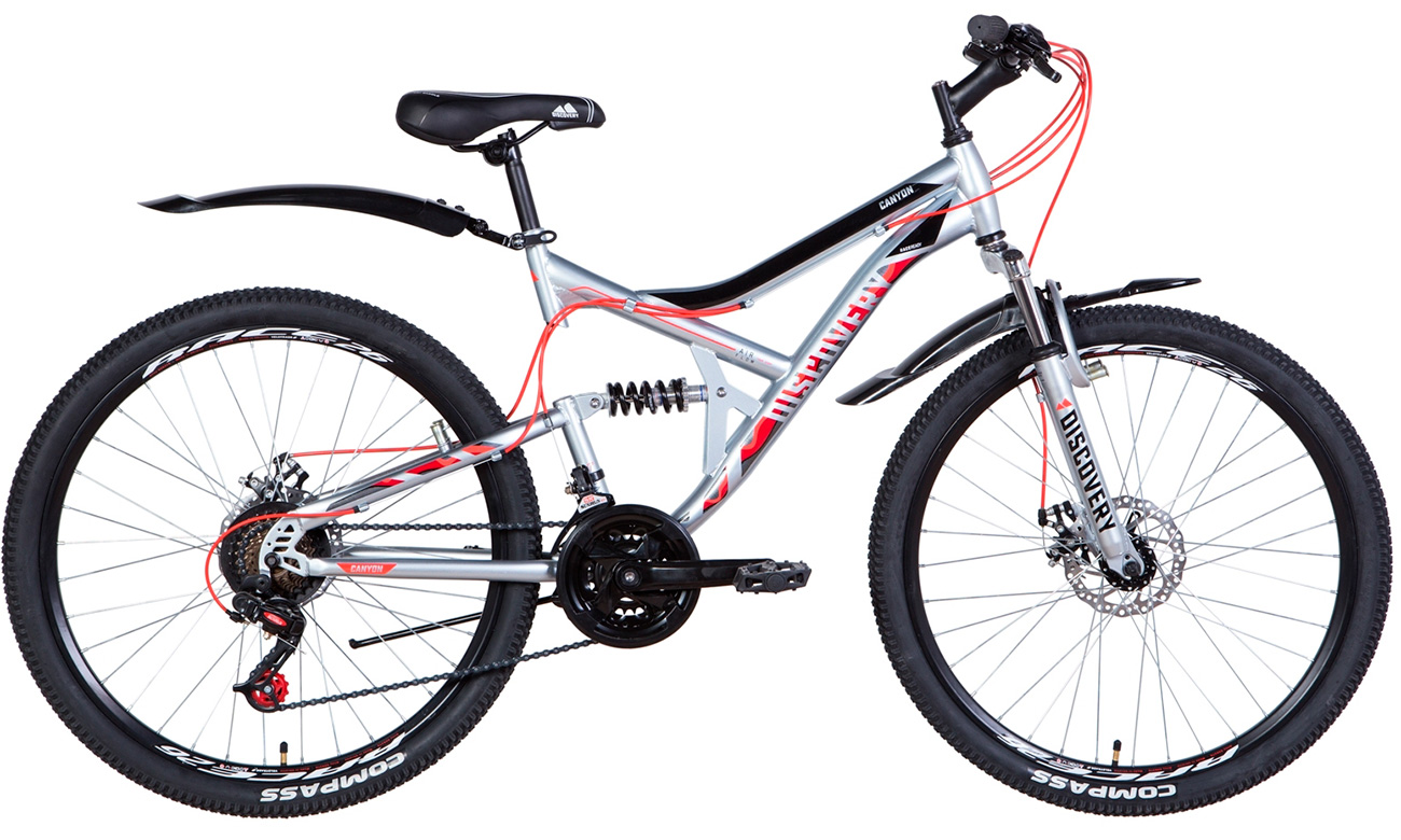 Фотография Велосипед Discovery CANYON AM2 DD 26" (2021) 2021 Серебристо-красный